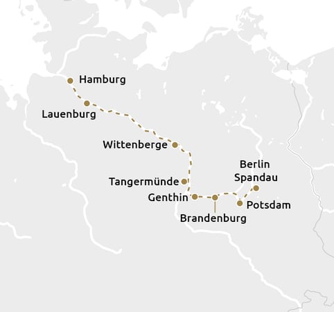 Routekaartje Hamburg naar Berlijn 2025